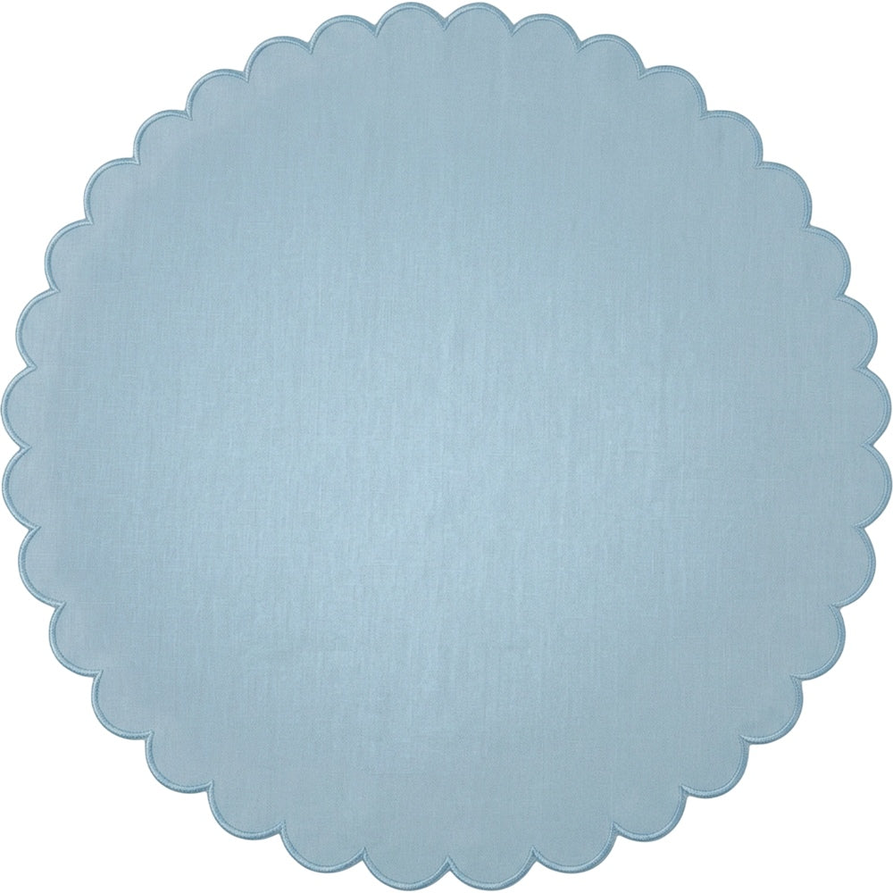 Vdgvd Round Ramie Cotton Tablecloth Mist Blue 72 Inch - Product view