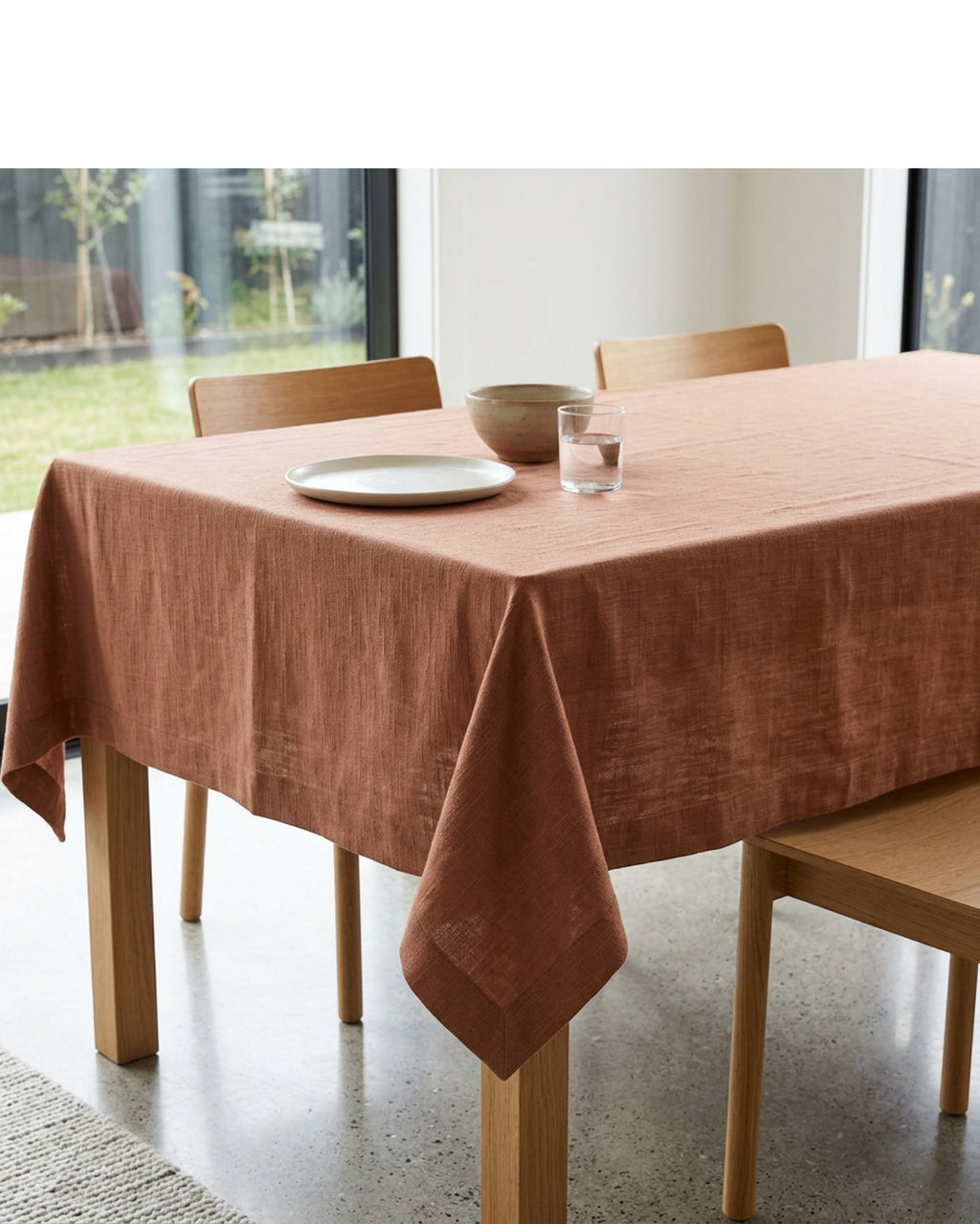 Vdgvd Square Cotton Slub Tablecloth Clay 55 Inch - Lifestyle view