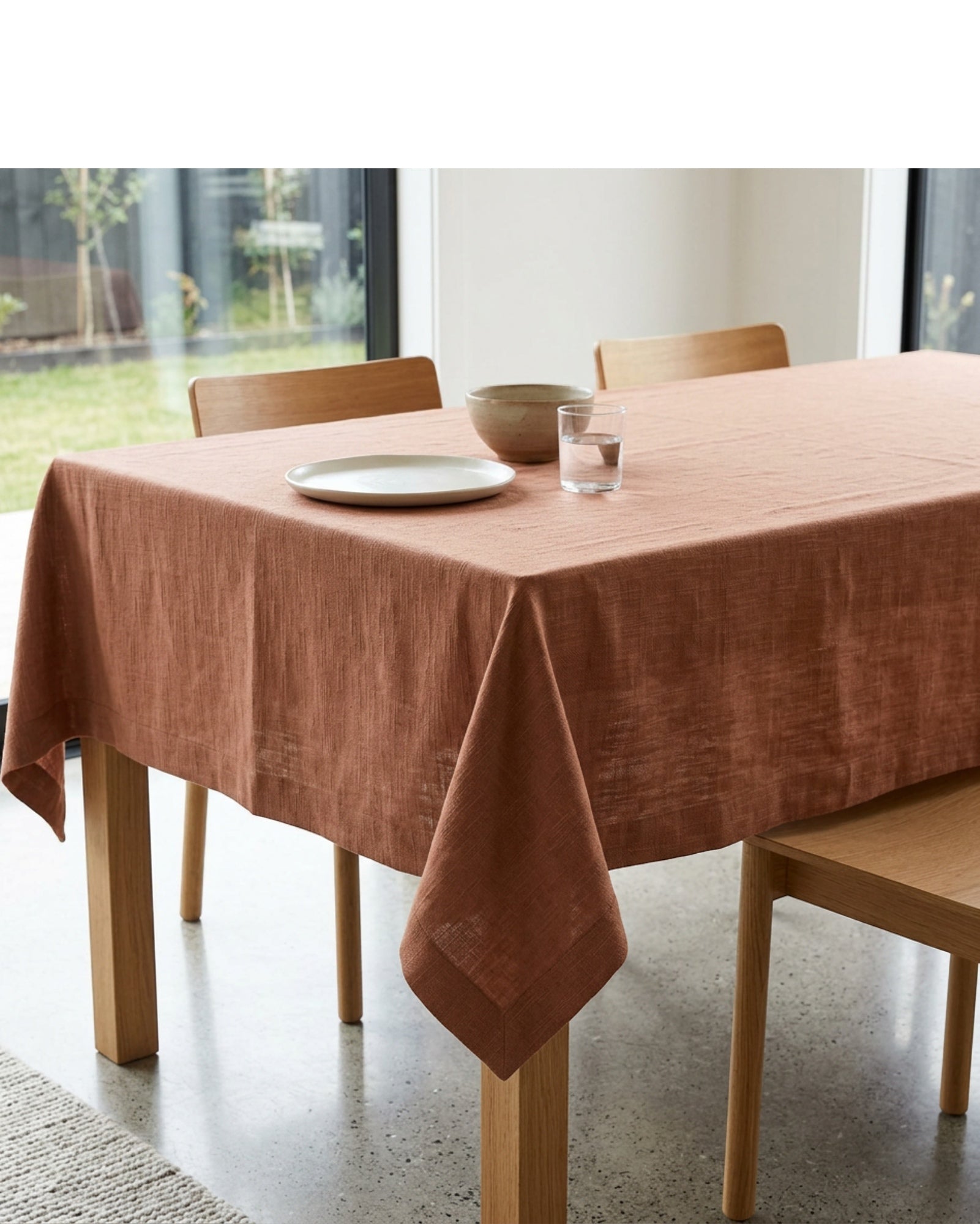 Vdgvd Square Cotton Slub Tablecloth Clay 55 Inch - Lifestyle view